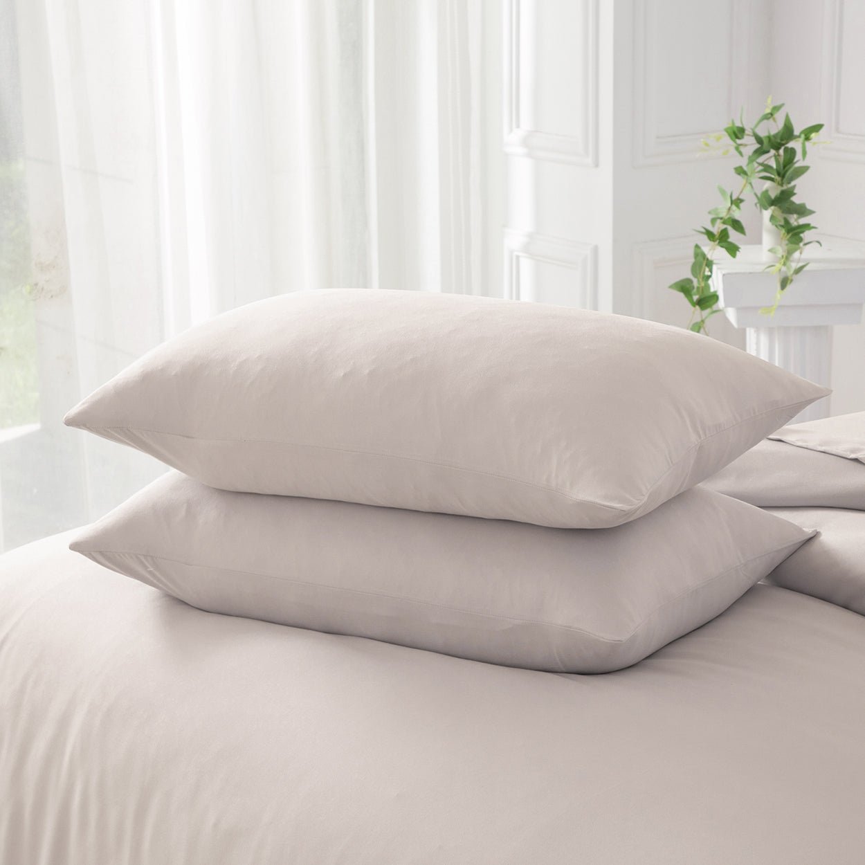 Bellemosa Brushed Microfibre Pillowcases - Natural Beige