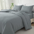 Load image into Gallery viewer, Bellemosa Brushed Microfibre Quilt Cover Set - Quilt Cover & Pillowcases - Charcoal Grey
