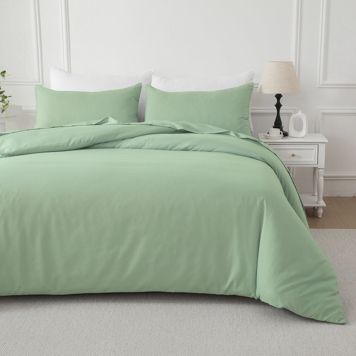 Bellemosa Premium Cotton Quilt Cover Set - Quilt Cover & Pillowcases - Sage Green