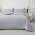 Load image into Gallery viewer, Bellemosa Brushed Microfibre Quilt Cover Set - Quilt Cover & Pillowcases - Light Grey
