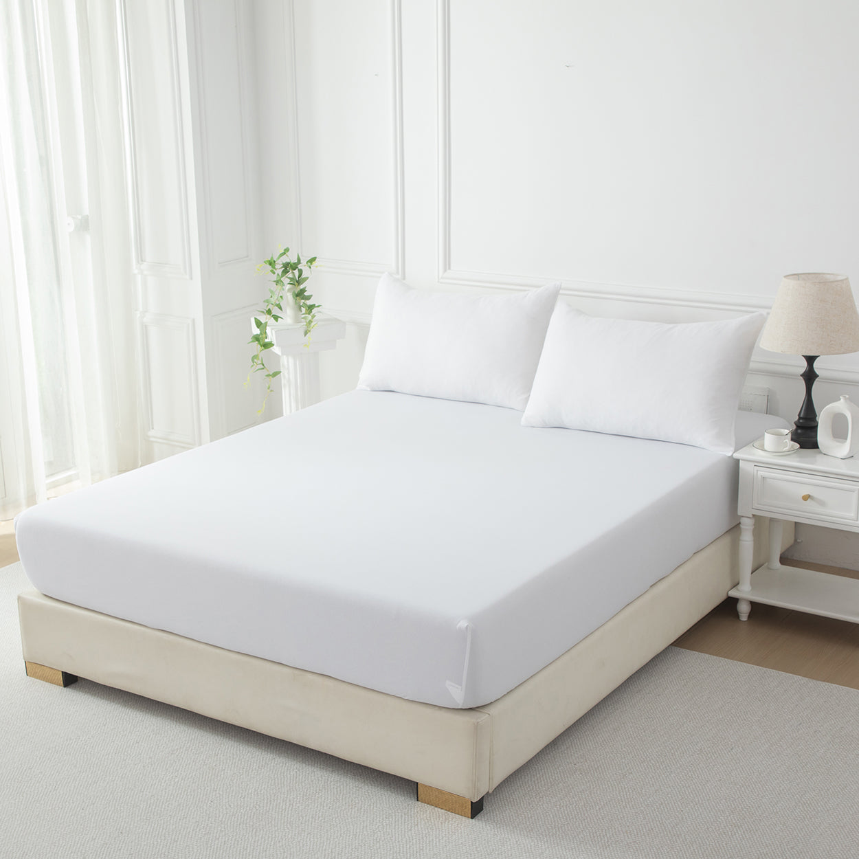 Bellemosa Premium Cotton Fitted Sheet- Classic White