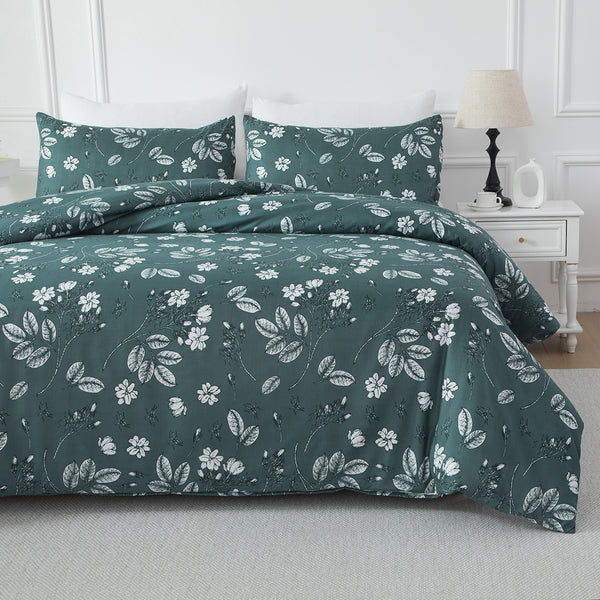 Bellemosa Brushed Microfibre Quilt Cover Set - Quilt Cover & Pillowcases - Forest Blossom