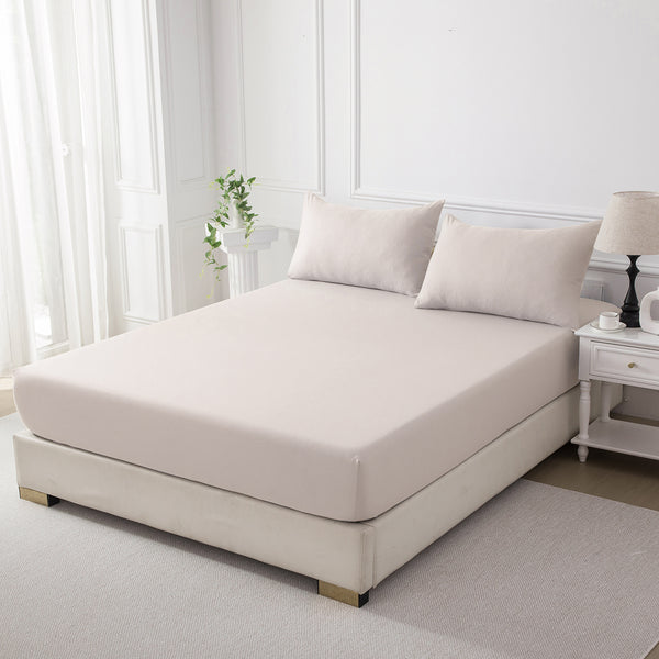 Bellemosa Brushed Microfibre Fitted Sheet - Natural Beige
