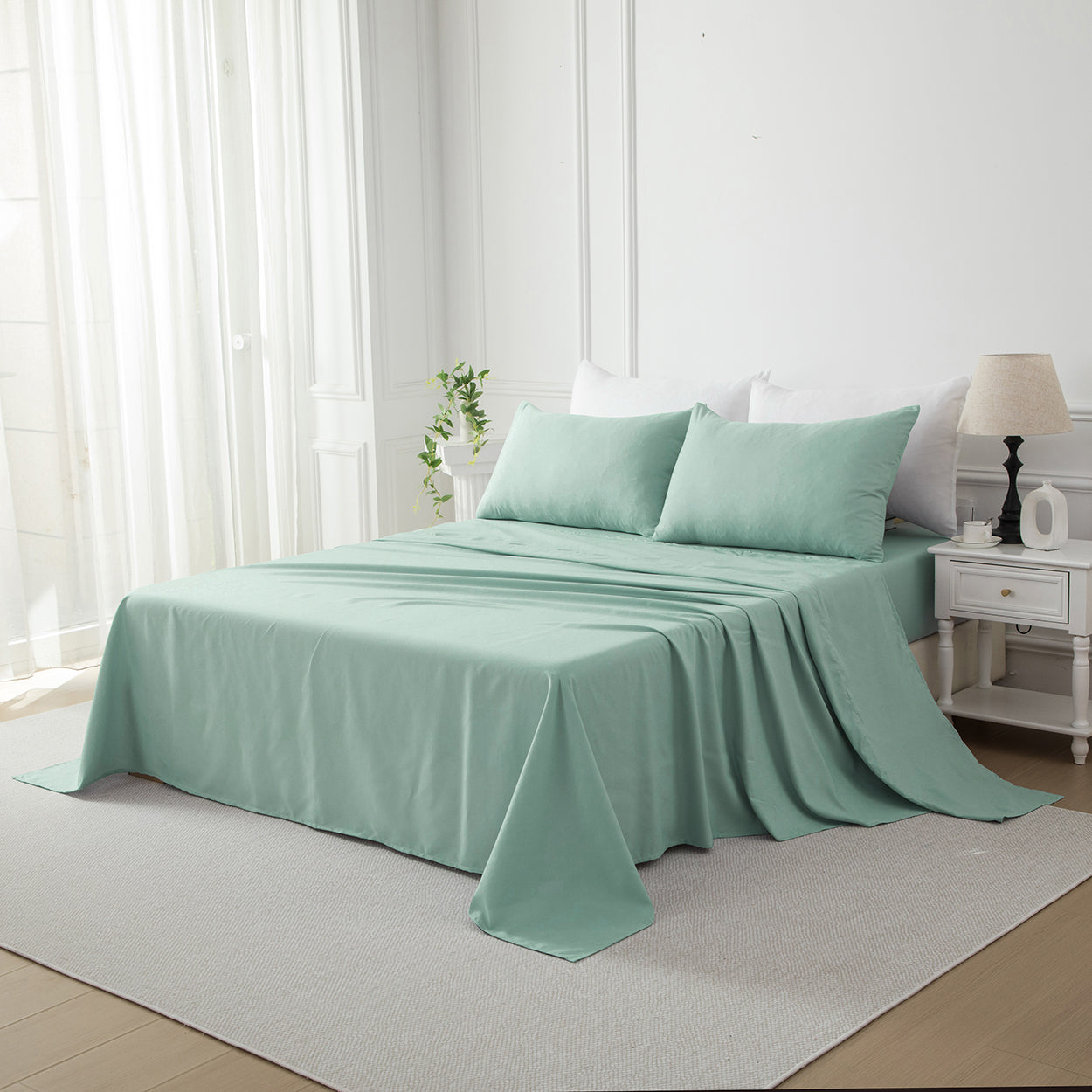 Bellemosa Brushed Microfibre Flat Sheet - Sage Green