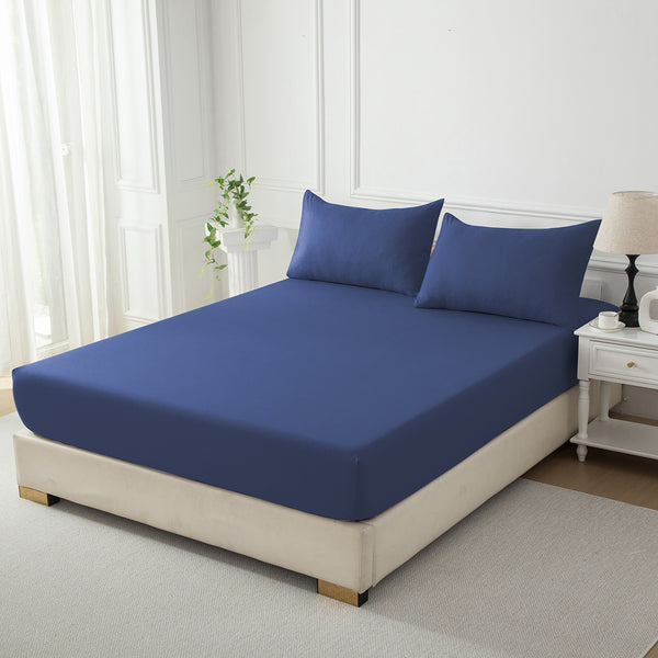 Bellemosa Brushed Microfibre Fitted Sheet - Navy Blue
