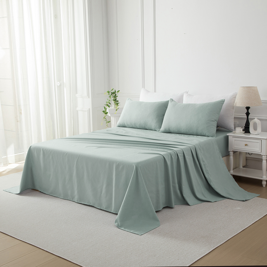 Bellemosa Brushed Microfibre Flat Sheet - Coastal Sage