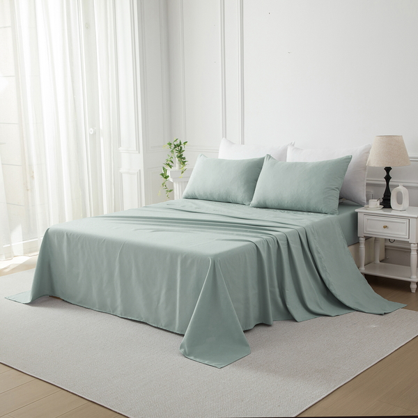 Bellemosa Brushed Microfibre Bed Sheets Set - Flat Sheet | Fitted Sheet | Pillowcases - Coastal Sage