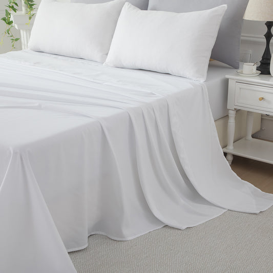 Bellemosa Brushed Microfibre Flat Sheet - Classic White