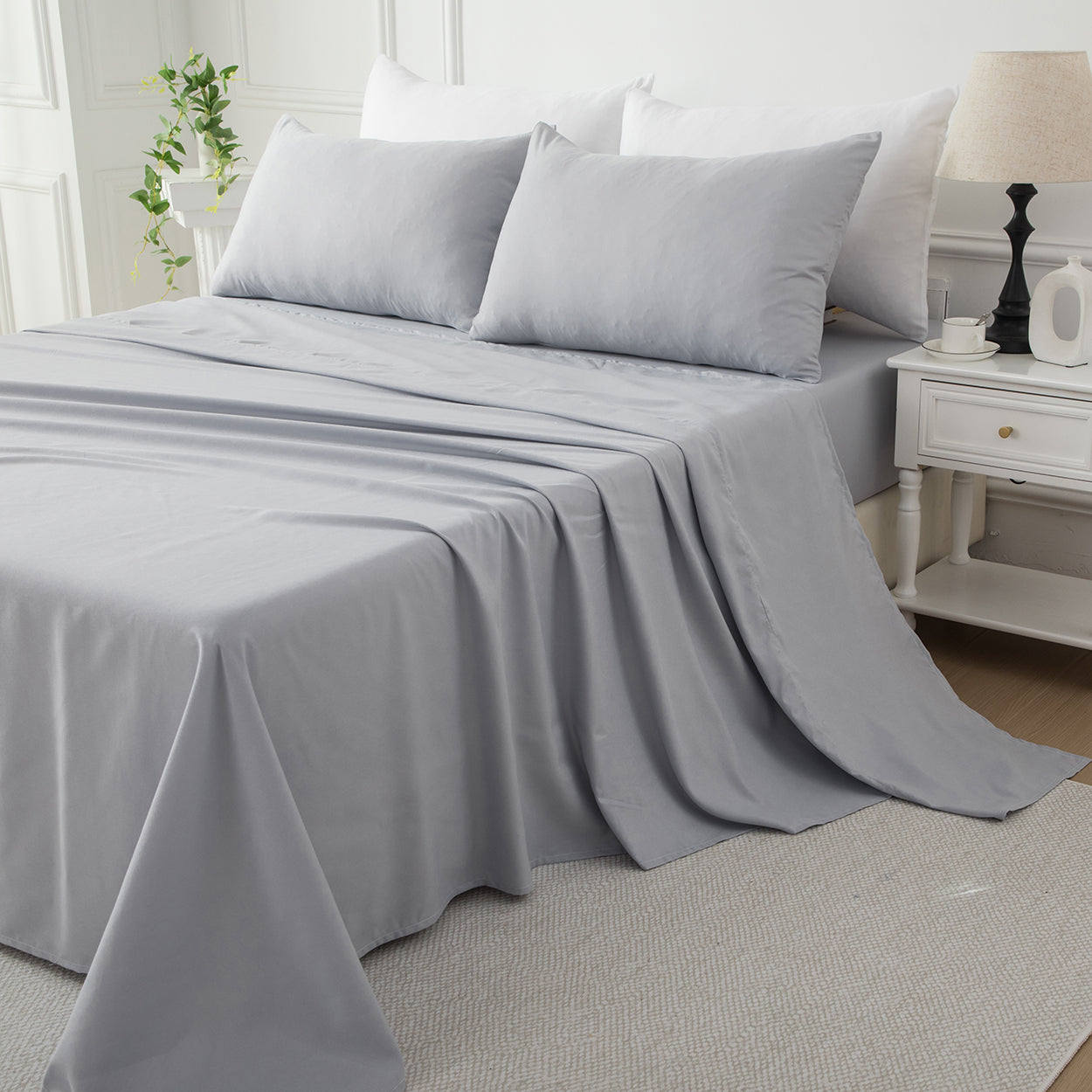 Bellemosa Brushed Microfibre Flat Sheet - Light Grey