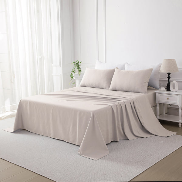 Bellemosa Brushed Microfibre Flat Sheet - Natural Beige