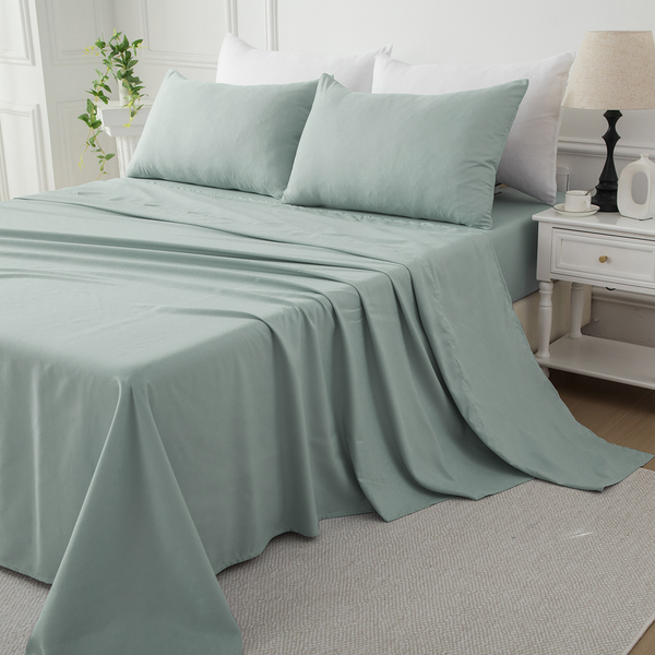 Bellemosa Brushed Microfibre Flat Sheet - Coastal Sage