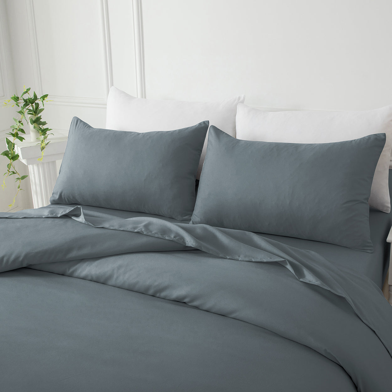 Bellemosa Premium Cotton Pillow Case Set - Charcoal Grey