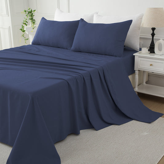 Bellemosa Premium Cotton Flat Sheet- Navy Blue