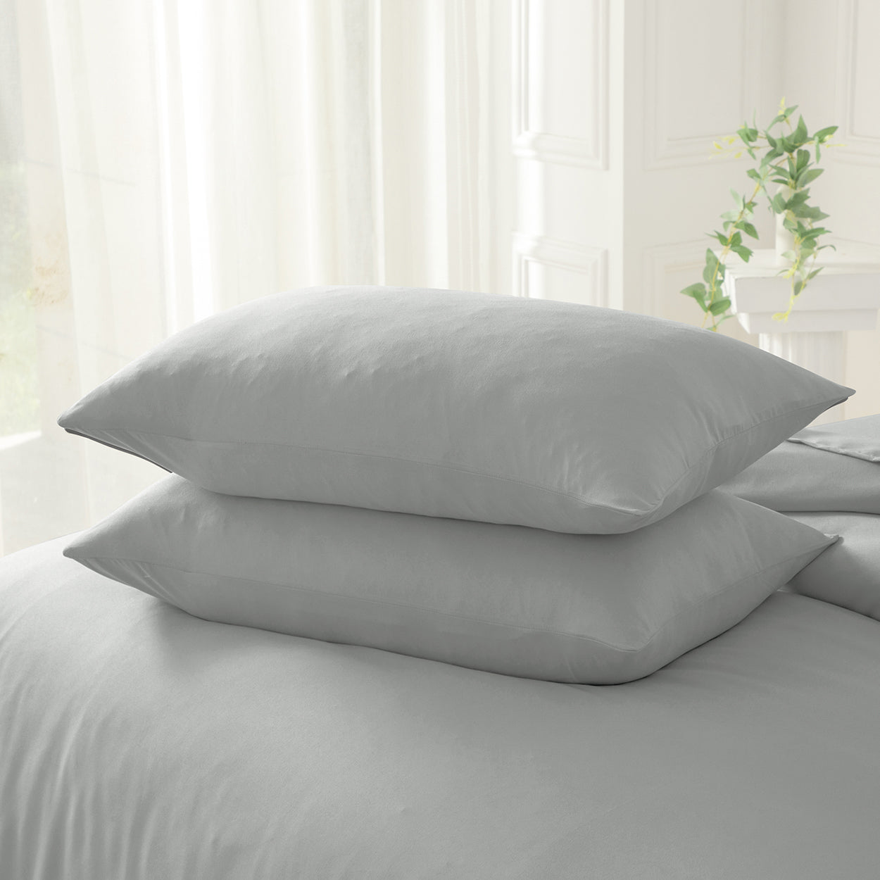 Bellemosa Premium Cotton Pillow Case Set - Light Grey