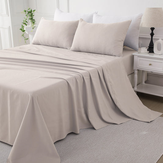 Bellemosa Brushed Microfibre Flat Sheet - Natural Beige