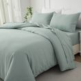 Load image into Gallery viewer, Bellemosa Brushed Microfibre Bed Sheets Set - Flat Sheet | Fitted Sheet | Pillowcases - Coastal Sage
