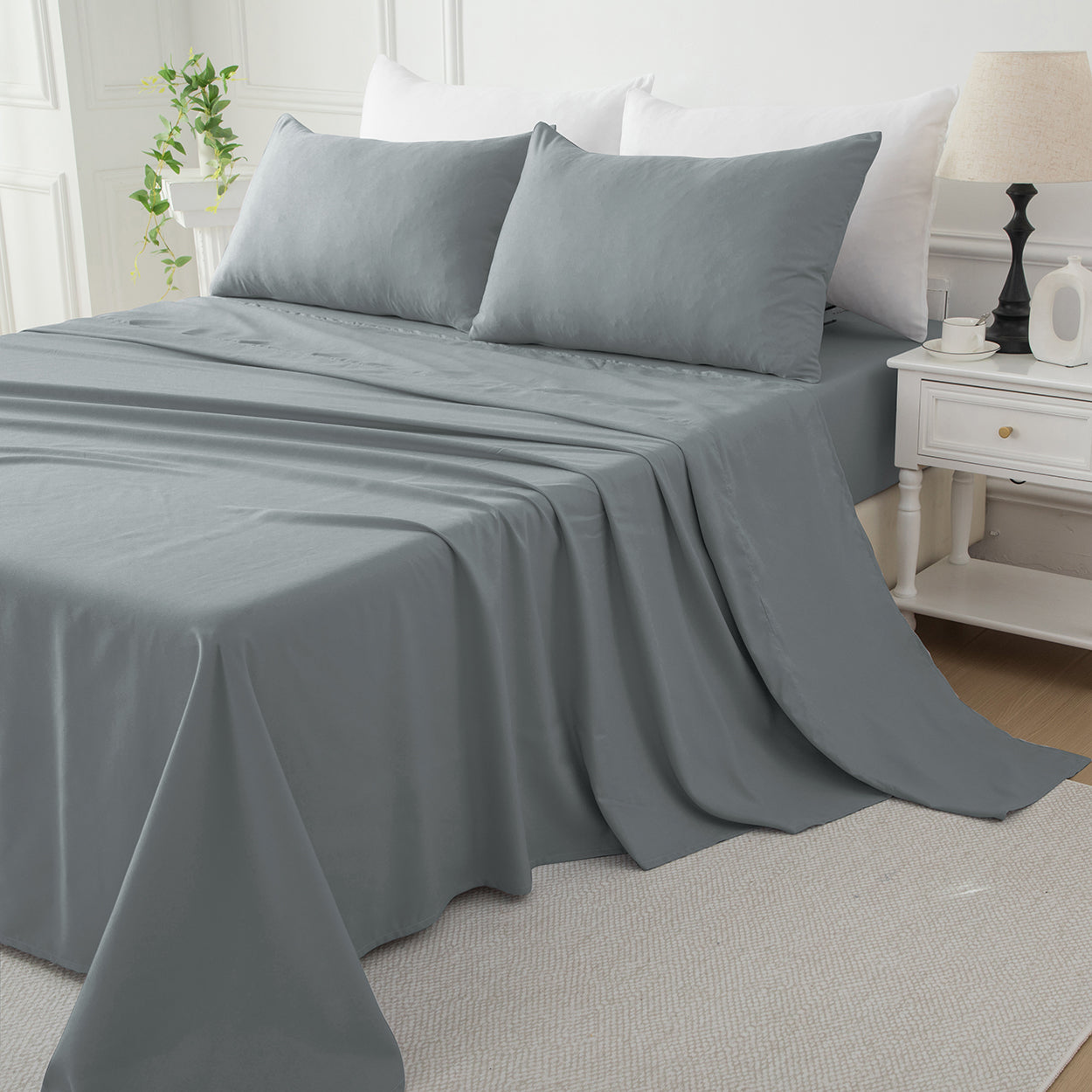 Bellemosa Brushed Microfibre Flat Sheet - Charcoal Grey