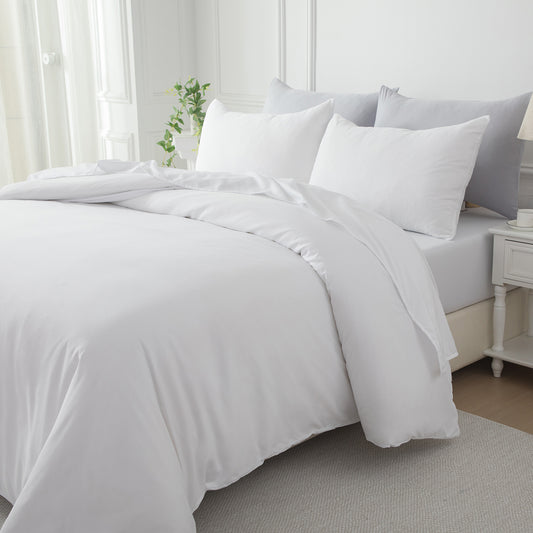 Bellemosa Premium Cotton Quilt Cover Set - Quilt Cover & Pillowcases - Classic White