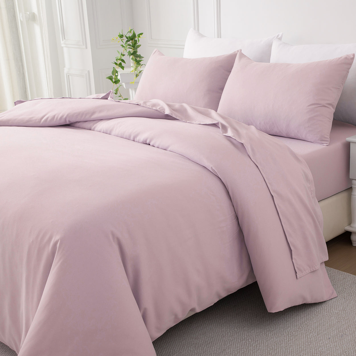 Bellemosa Brushed Microfibre Quilt Cover Set - Quilt Cover & Pillowcases - Blush Pink
