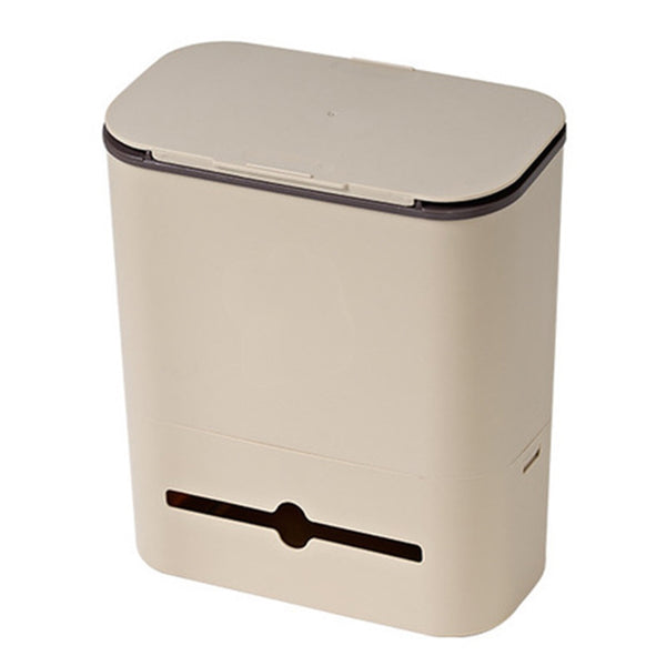 9L Cabinet Door Hanging Trash Can | Wall-Mounted Compost Bin with Sliding Lid - Beige