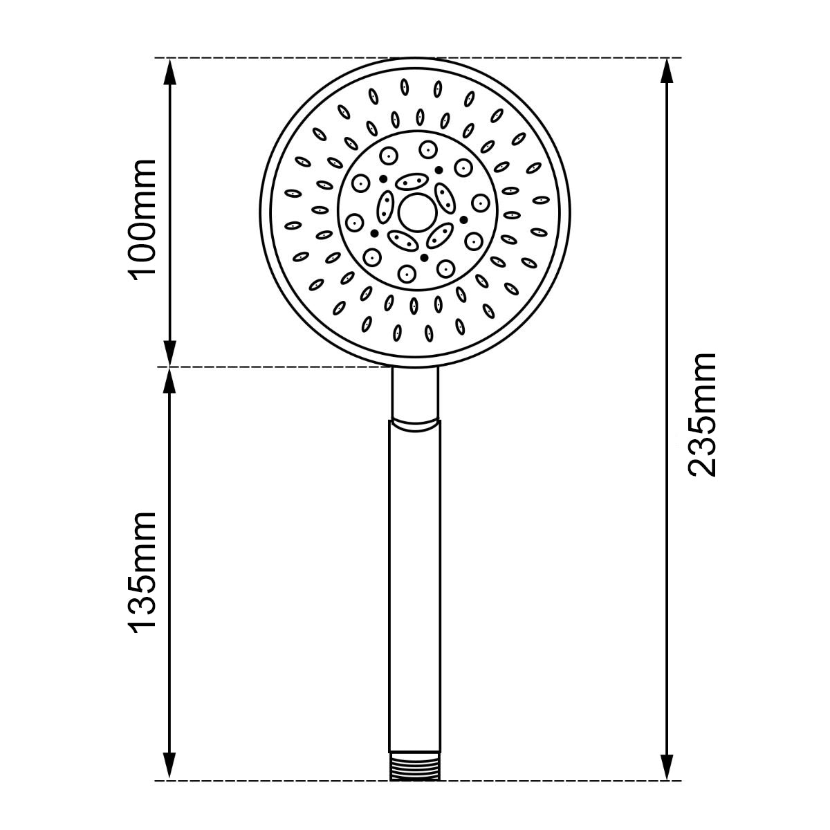 ABS 5 Functions Handheld Shower Head Round - Chrome