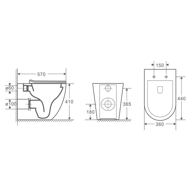 Mercio RAUL99 Rimless Wall Faced Floor Pan – Gloss White