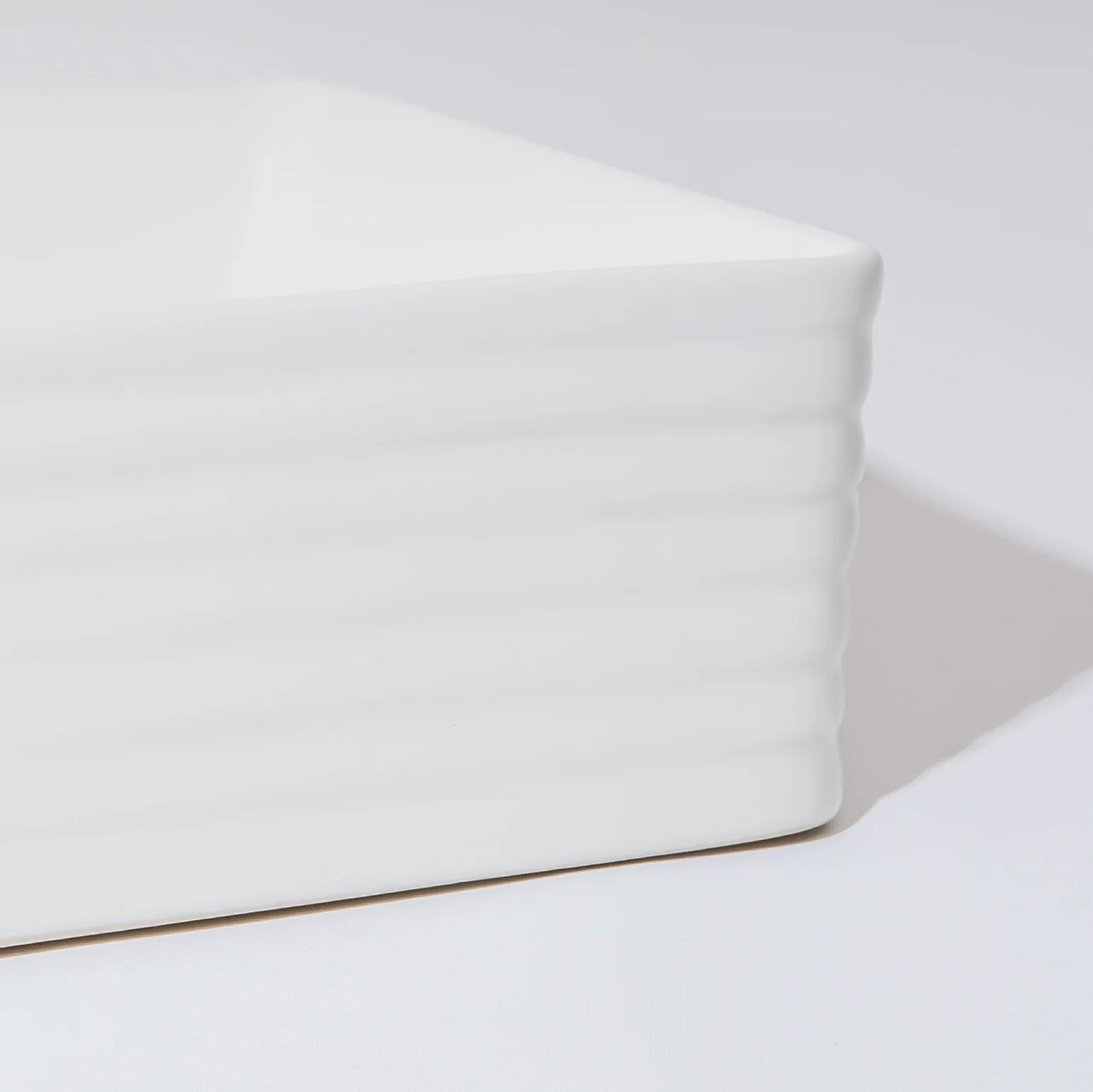 CLAYA RT-6034 Fluted Rectangle Ceramic Above Counter Basin – Matte White