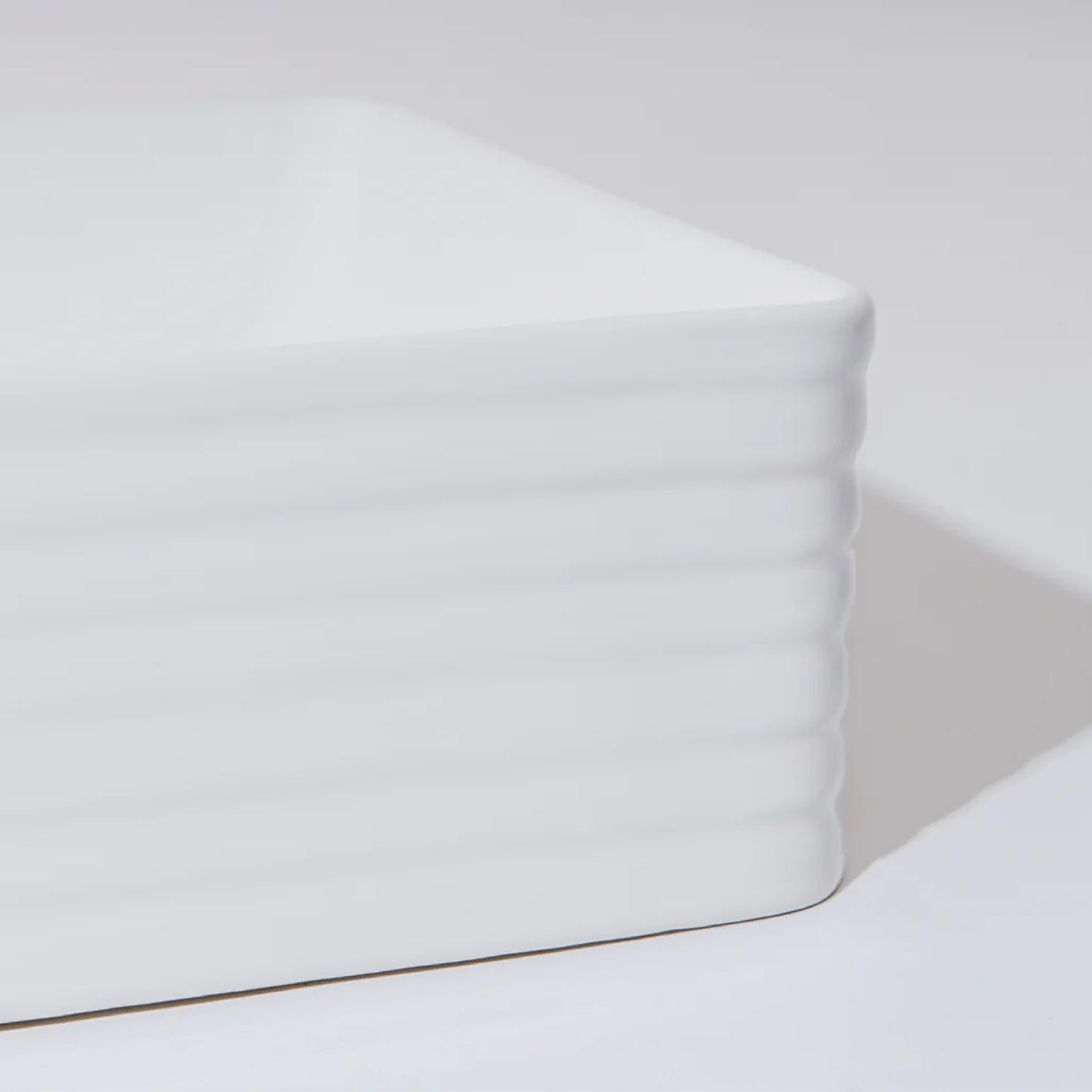 CLAYA RT-6034 Fluted Rectangle Ceramic Above Counter Basin – Gloss White