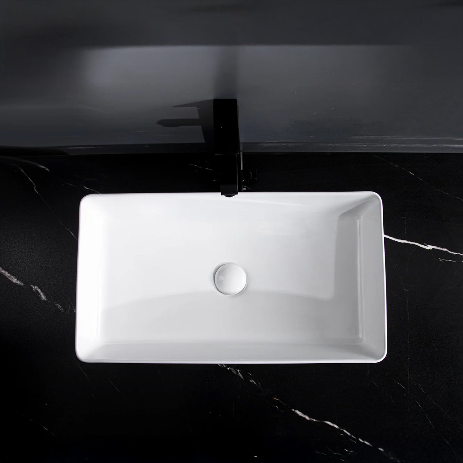 CLAYA RT-6034 Fluted Rectangle Ceramic Above Counter Basin – Gloss White
