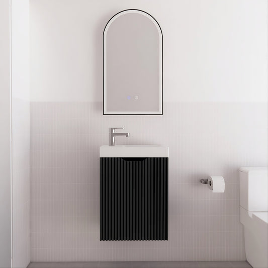 Vienna 450mm Wall Hung Vanity with Polymarble Top - Matte Black