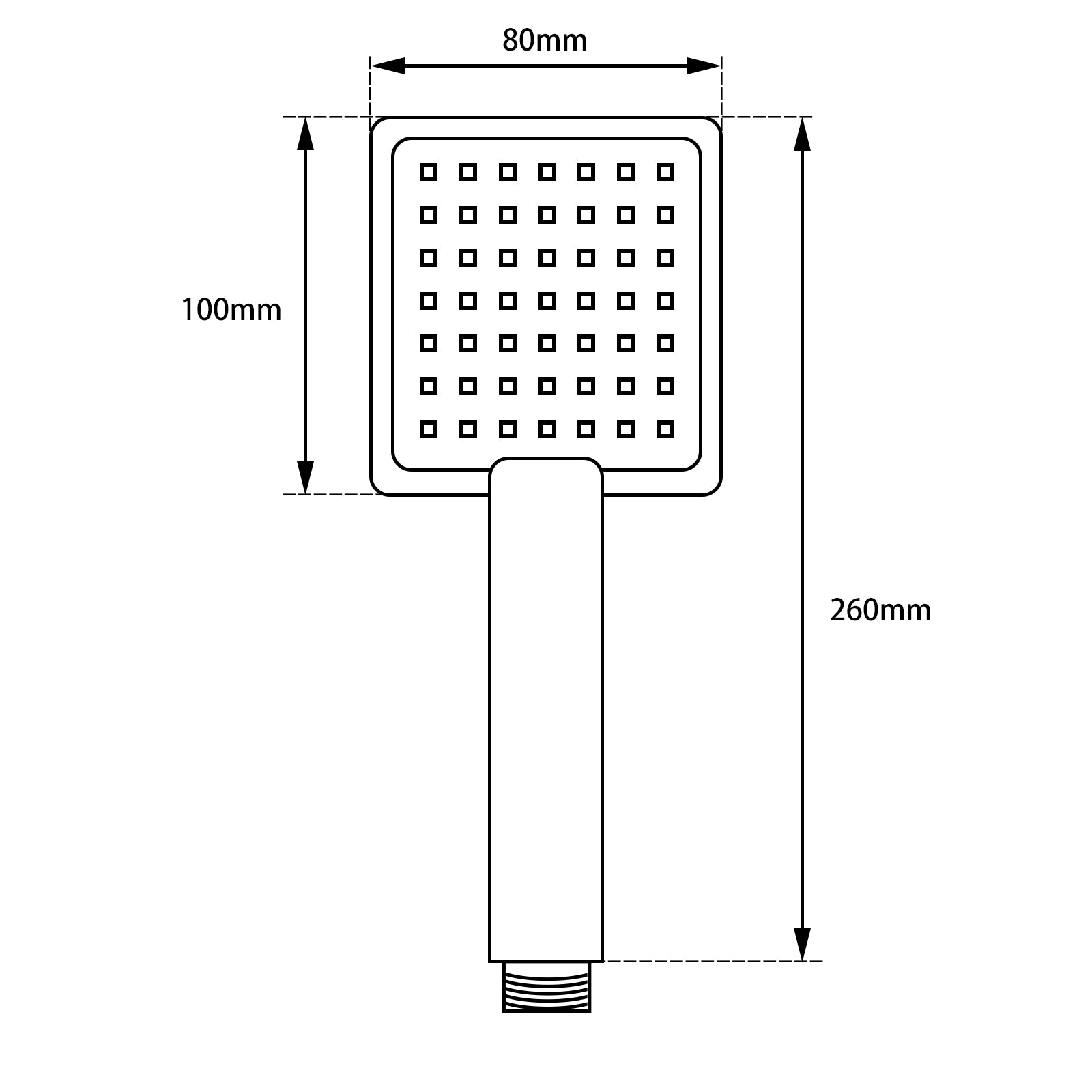 ABS Single Functions Handheld Shower Head Square - Chrome Silver