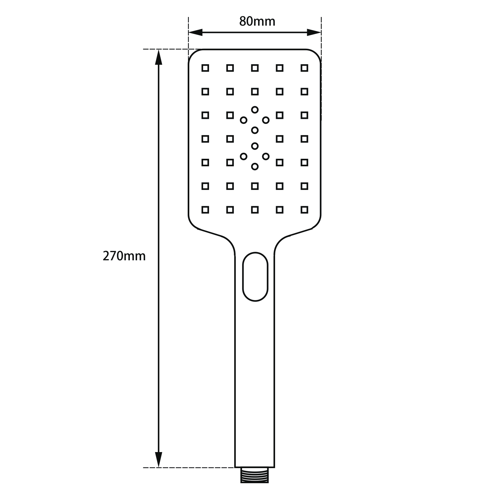 ABS 3 Functions Handheld Shower Head Square - Chrome Silver