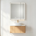 Load image into Gallery viewer, 750 x 720mm double-door LED bathroom mirror cabinet with illuminated border
