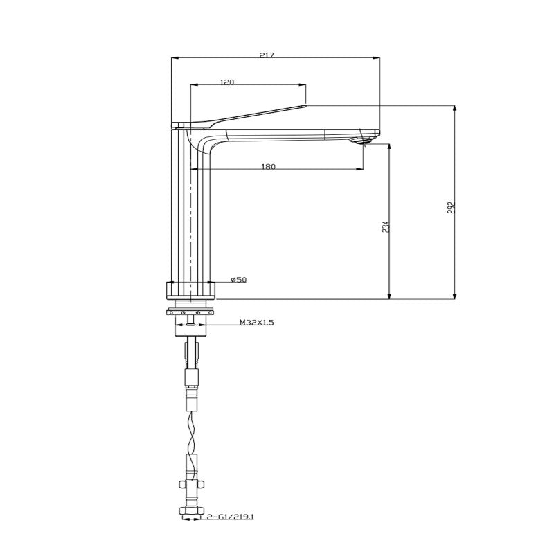 Solid Brass Tall Basin Mixer - Chrome Silver - RUSHY