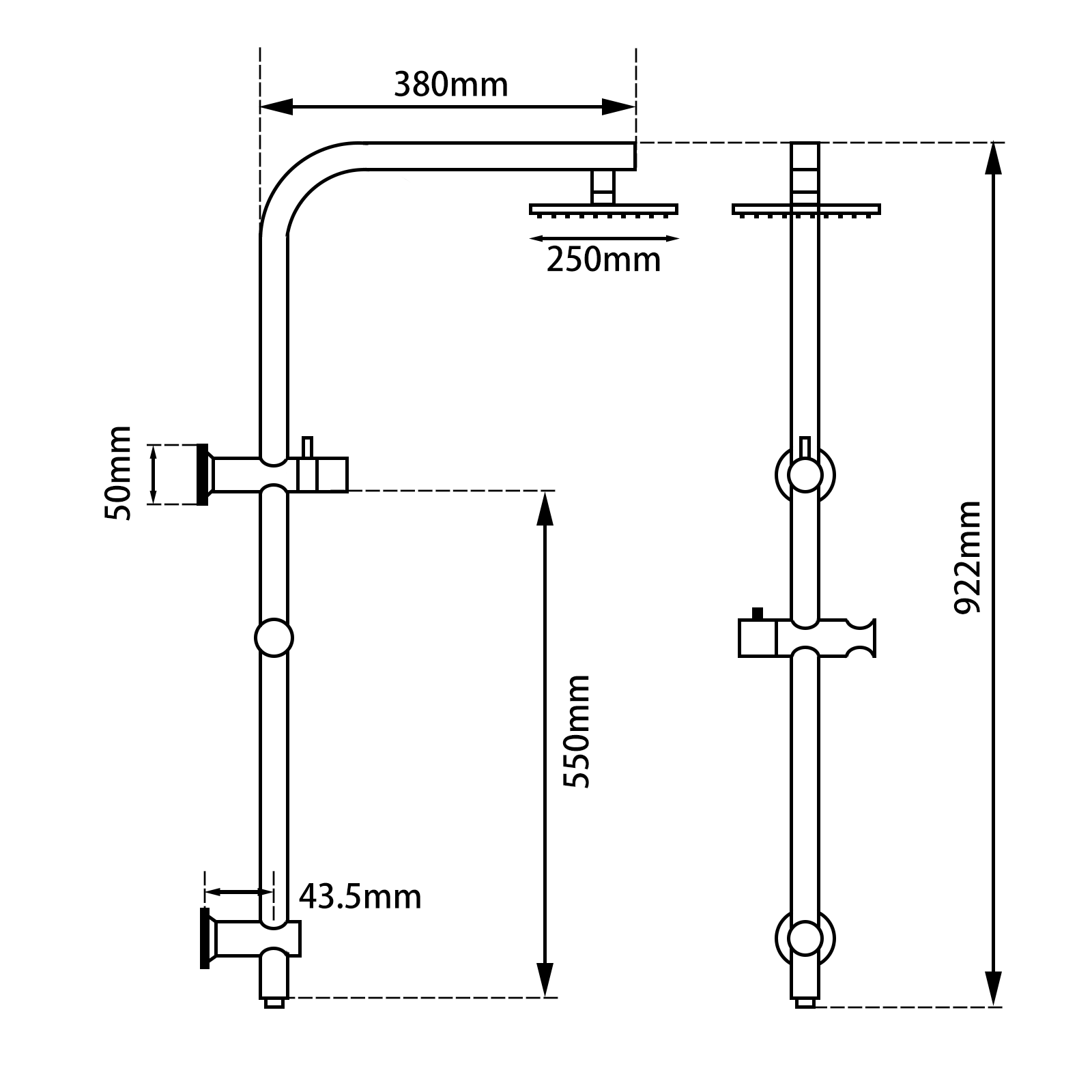 Solid Brass 10" Shower Station-Brushed Brass