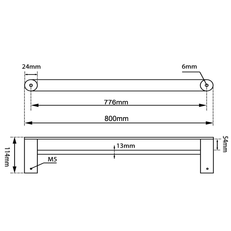 Stainless Steel 800mm Double Towel Rail - Chrome Silver - RUSHY