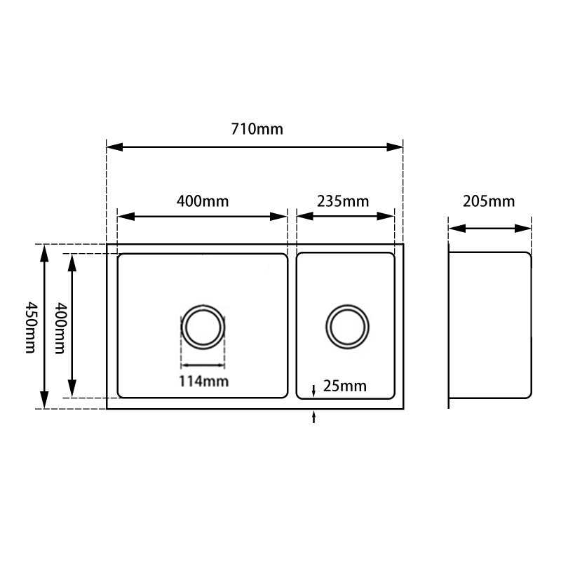 Stainless Steel 1 & 1/2 Double Bowl Kitchen Sink - Chrome Silver