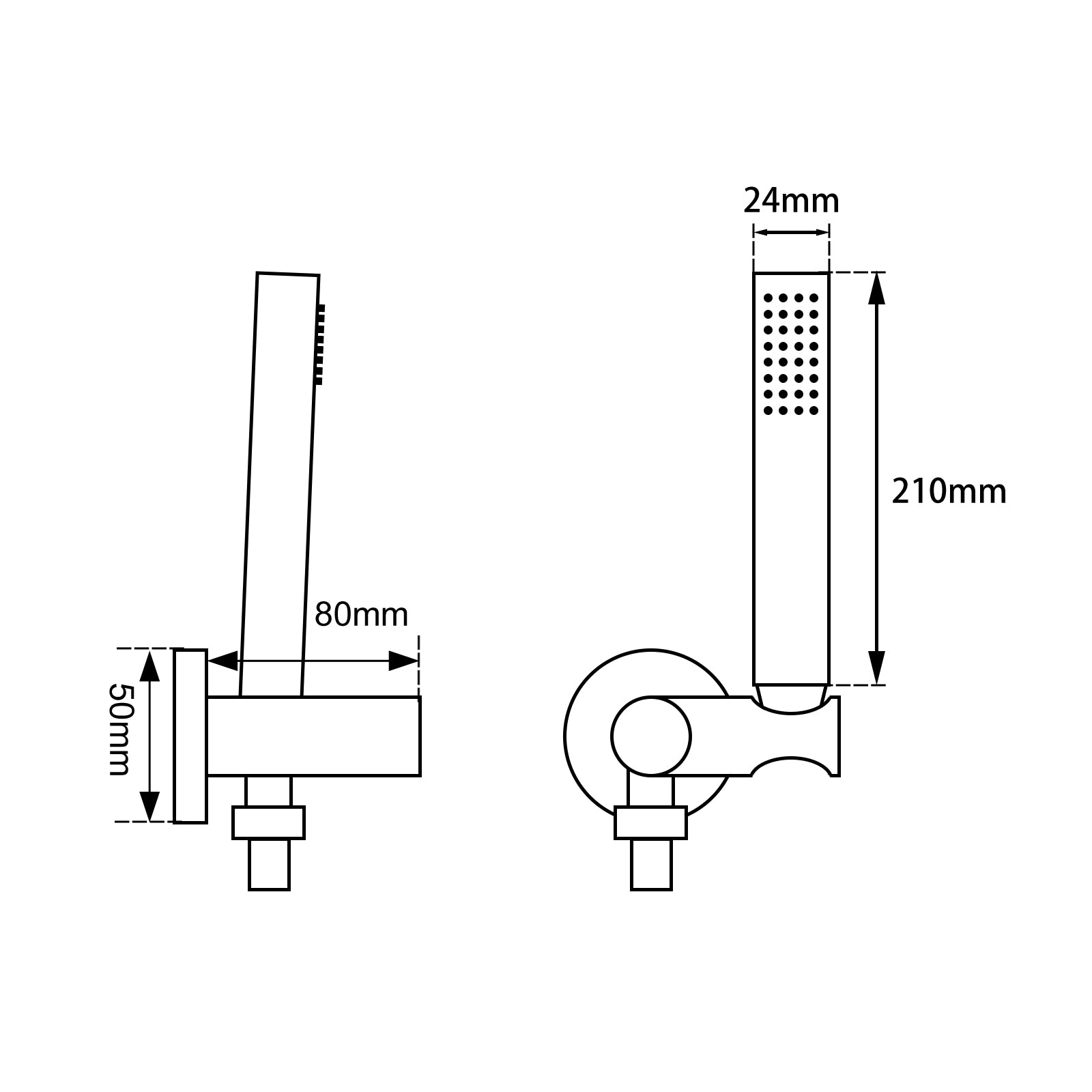 Fixed Round Shower Rail with Handheld Shower Head - Stainless Steel & Solid Brass - Gunmetal Grey