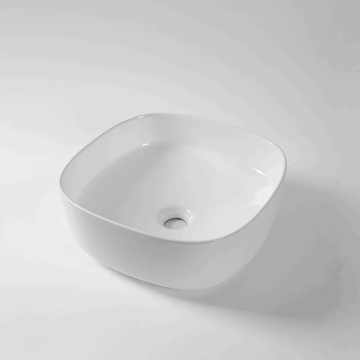 CLAYA SQ-37 370mm Square w Round Corner Ceramic Above Counter Basin – Gloss White