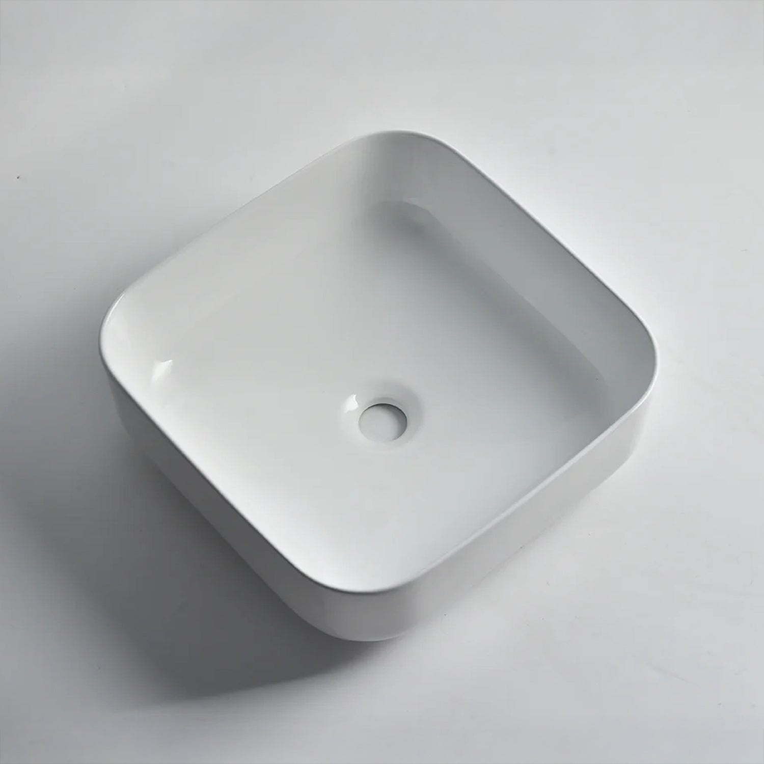 CLAYA SQ-385 380mm Square Ceramic Above Counter Basin – Gloss White