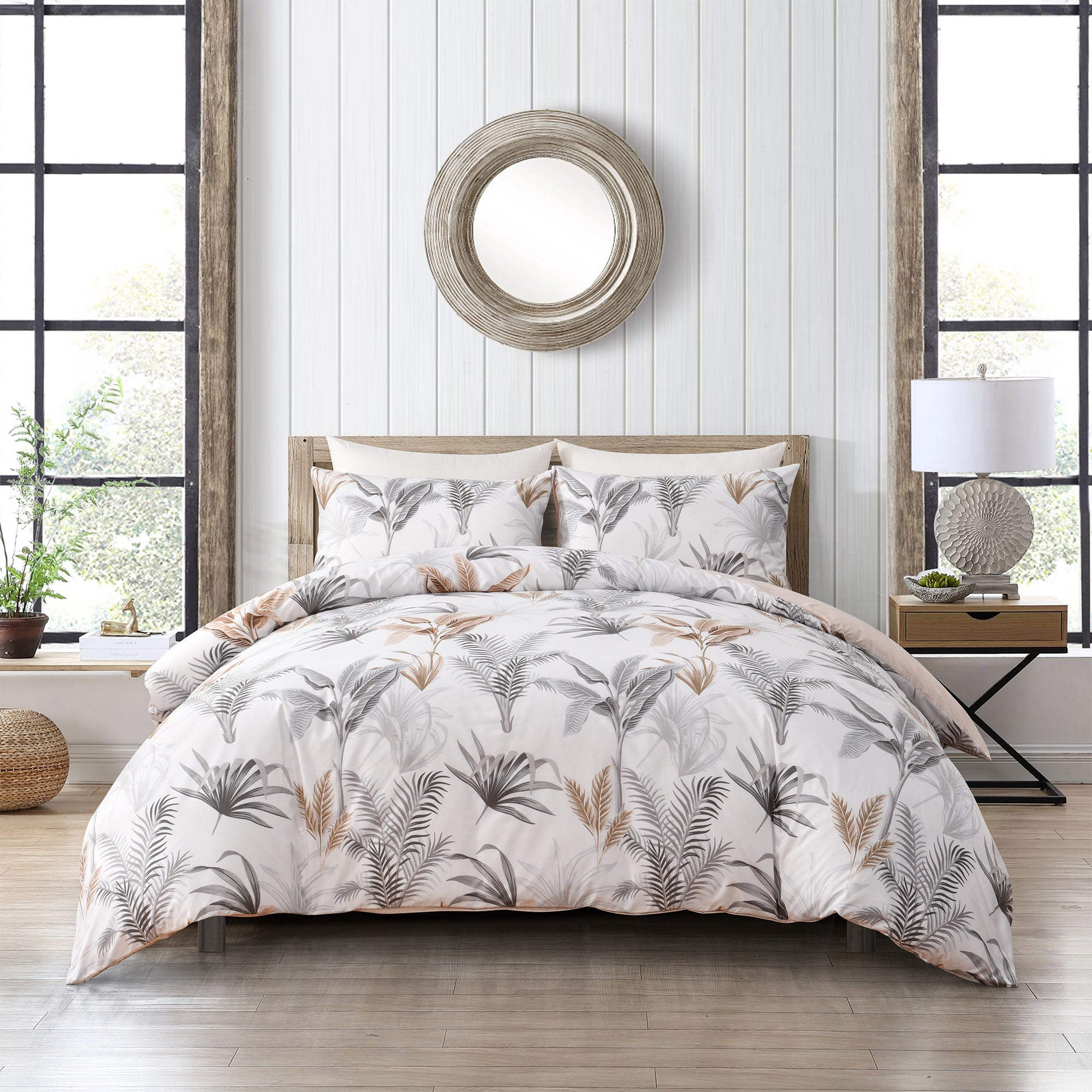 Bellemosa 75D Microfibre Quilt Cover Set - Quilt Cover | Pillowcases | Flat Sheet  - Whispering Palm