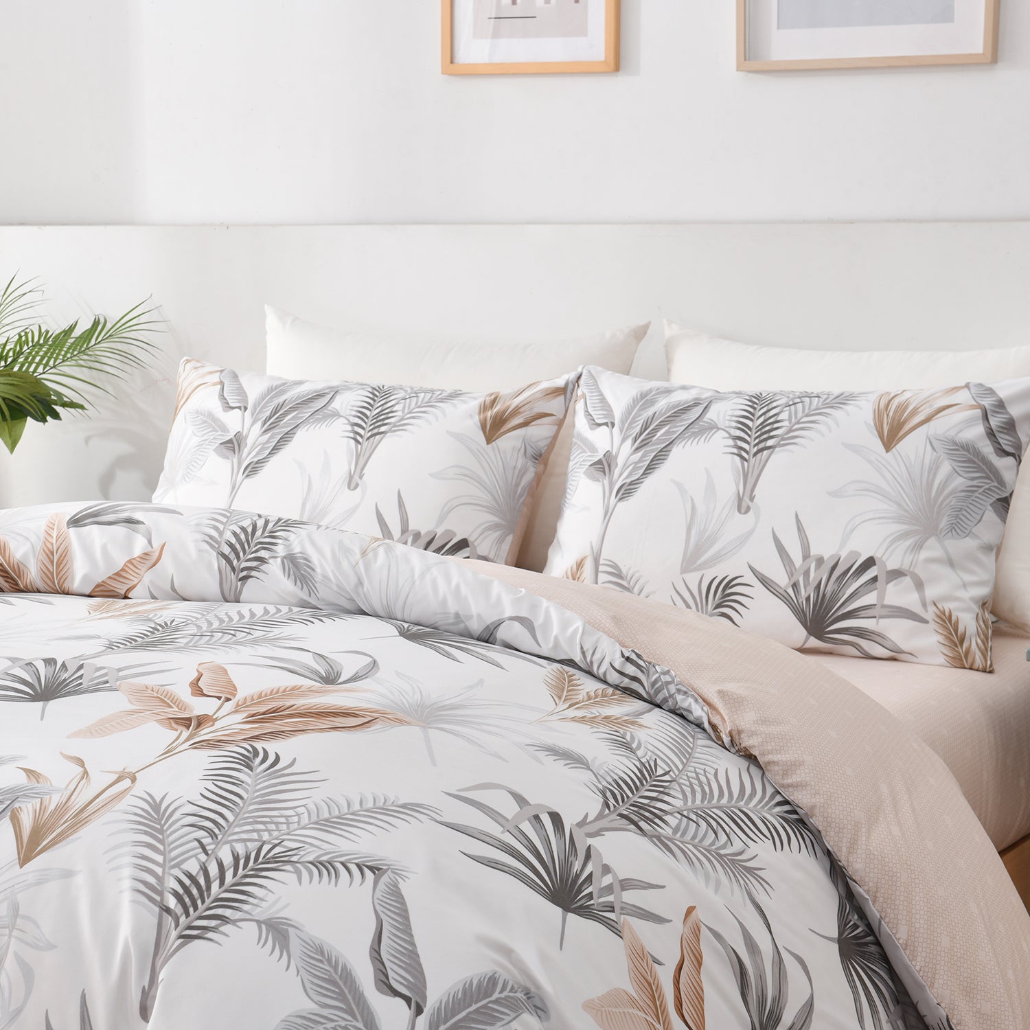 Bellemosa 75D Microfibre Quilt Cover Set - Quilt Cover | Pillowcases | Flat Sheet  - Whispering Palm
