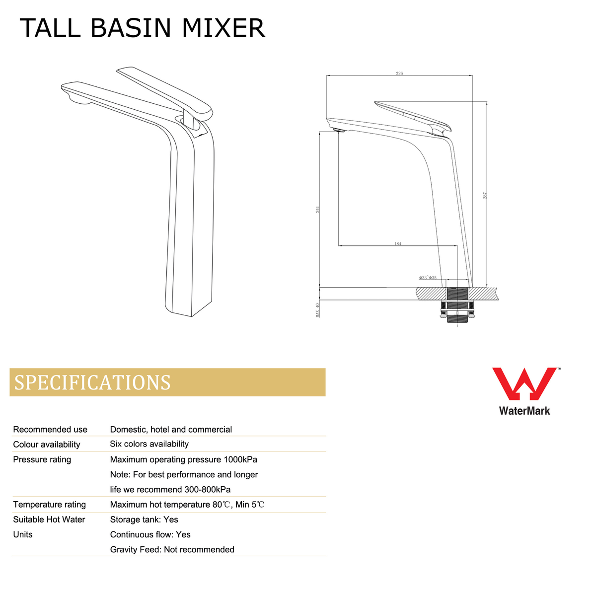 Tall Basin Mixer - Chrome | BELLINO