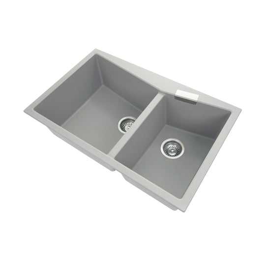 Carysil Granite Double Bowl Kitchen Sink 800x500mm - Concrete Grey