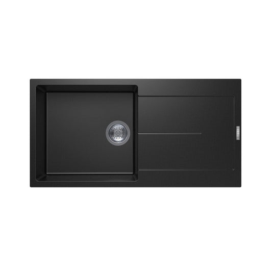 Carysil Enigma Granite Stone Single Bowl Kitchen Sink with Draining Board 1000x500mm - Black
