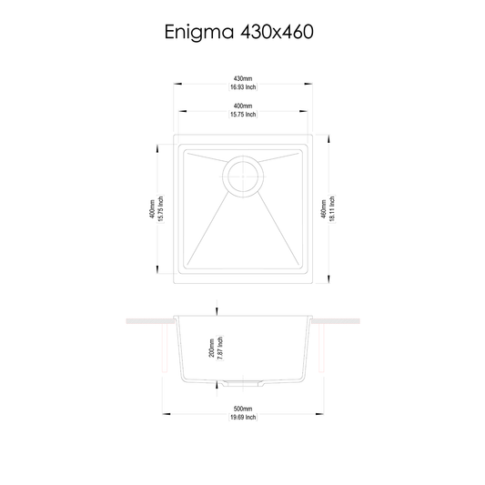 Carysil Enigma Granite Stone Single Bowl Kitchen Sink 430x460x200mm - White