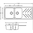 Load image into Gallery viewer, Carysil Granite 1 & 3/4 Double Bowl Stone Kitchen Sink with Drain Board - White - Beethoven D200
