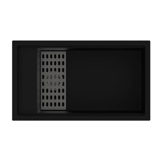 Carysil Granite Single Bowl Kitchen Sink with Grid & Colander Harmony SD780 -Black