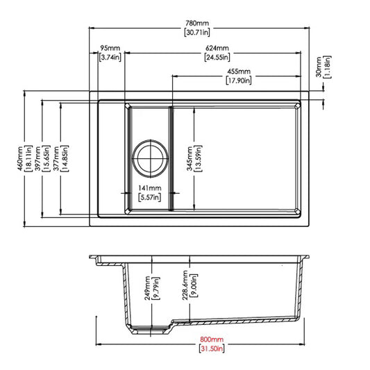 Carysil Granite Single Bowl Kitchen Sink with Grid & Colander Harmony SD780 -White
