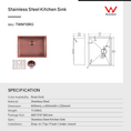 Load image into Gallery viewer, Stainless Steel PVD Coating Single Bowl Kitchen Sink with Bottom Grid 600x450x230mm - Copper
